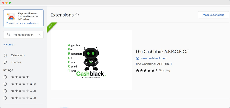 The A.F.R.O.B.O.T on the Chrome Web Store