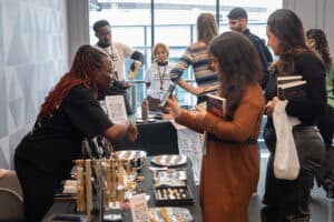 Shoppers at a CashBlack pop-up marketplace stall